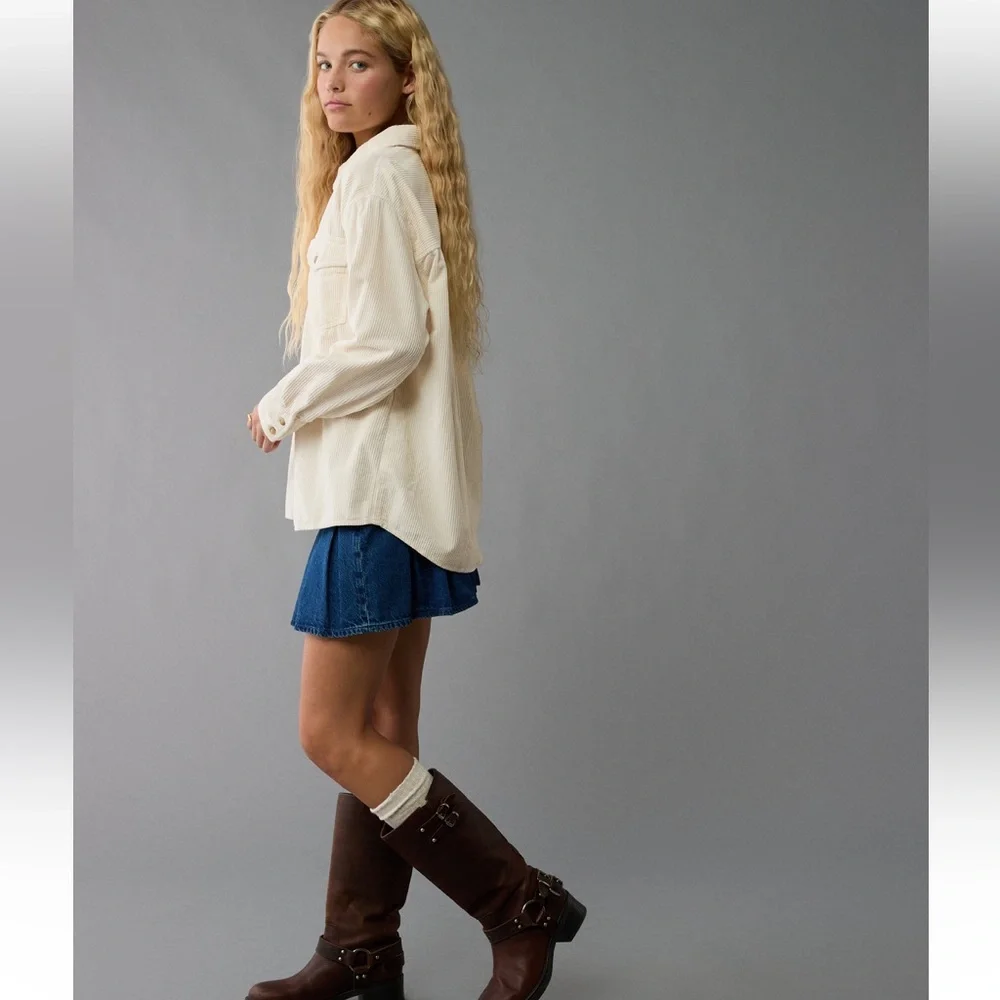 American Eagle Outfitters Oversized Cream Corduroy Shacket in Large NWT - Picture 15 of 15